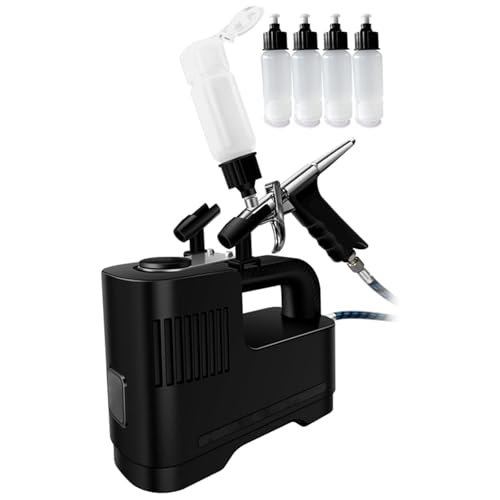 Kit aerografo con compressore d'aria, alta pressione, avvio/arresto automatico, non intasamento, 5 flaconi spray, ideale per modellare, dipingere, unghie e trucco