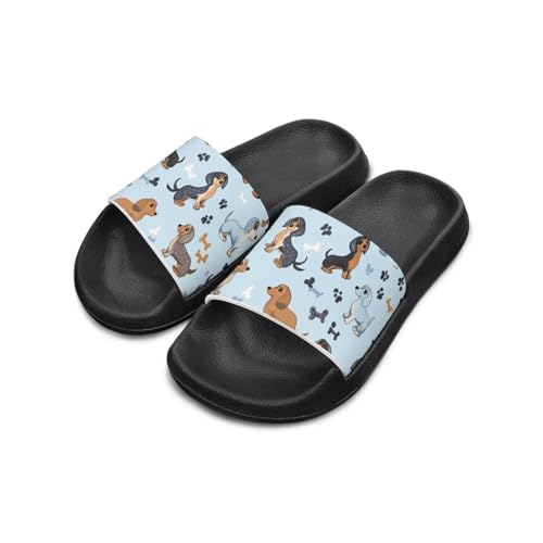Cugasmaru Unisex-Slides für Mädchen und Jungen, bequeme Hausschuhe, rutschfest, Duschschuhe, modisch, dick, für drinnen und draußen, Geschenke, Dackel, 5 Big Kid