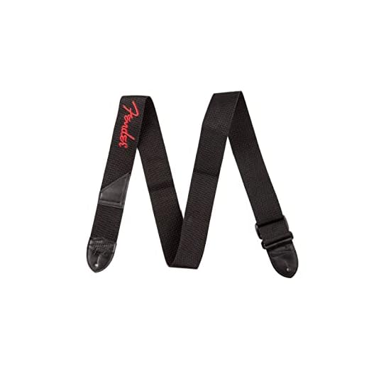 Fender Correa para Guitarra, Poliéster con Logo Rojo, Ajustable 33”-53”, Negro