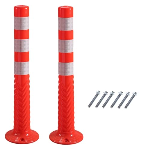 Poteau de barrière de sécurité rouge et blanc en lot de 2 avec vis