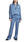 Derek Lam 10 Crosby Demetria Damen Satin-Twill-Hose mit Streifen, Ultramarine/Marineblau/Ecru, 46
