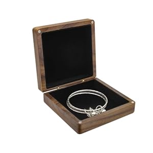 Bracelet Box, Wood Bracelet Gift Box Square Bangle Boxes, Bracelet Display Case for Men and Women, Vintage Gift Holder for Bracelets, Bangle, Necklace, Earring (black)