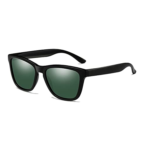 Lunettes de soleil polarisées hommes femmes miroir carré rétro vert mat