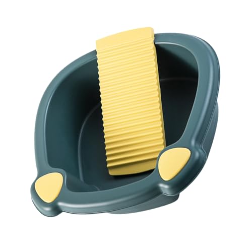 DEARMAMY Bacinella Lavaggio Spessa con Asse Strofina Integrato Vasca Compatta Antiscivolo in Resistente per Casa e Dormitorio Blu Profondo per Lavaggio Manuale di Vestiti e Biancheria