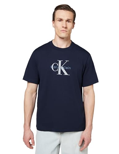 Camiseta de hombre Calvin Klein en algodón azul Dark Sapphire talla M con logo corto
