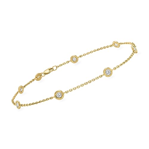 Ross-Simons 0.50 ct. t.w. Diamond Station Bracelet in 14kt Yellow Gold