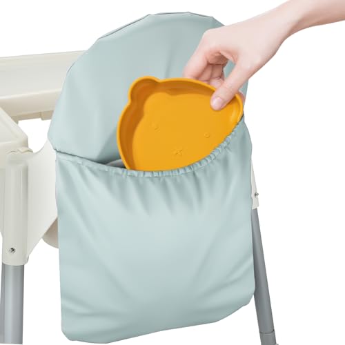 Image of High Chair Handy Pocket Pouch, Mealtime Essentials Organizer of High Chairs, Highchair Accessories Of Storage and Oragnization, Resuable PU Storage Bag with Internal Zippered Pocket (Sage Green)