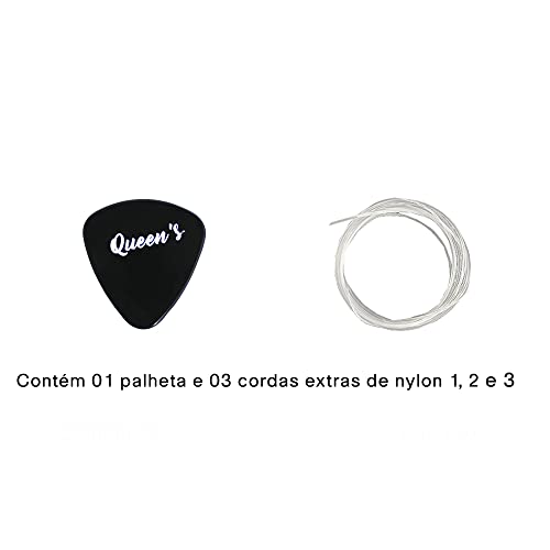 Violão Queen’s Acústico Clássico de 6 Cordas de Nylon em Madeira Natural Preto