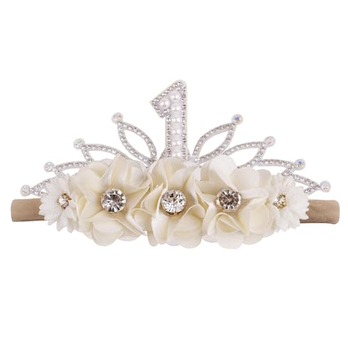 Digital Birthday Crown Model Baby Girl Nylon Headbands Nylon Flower Elastic Birthday Crown Hairbands Hair Accessories Gift for Newborn Infant Toddlers - Main Image