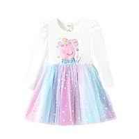 Peppa Wutz Kleid Mädchen Prinzessin Glitzer Tüllkleid Kostüm Kleider Festliches Kinder Langarm Kleidung Peppa Pig Herbst Winter Outfit Schul Party Tutu Kleider für Mädchen 2-6 J. 82 90 98 104 110 116