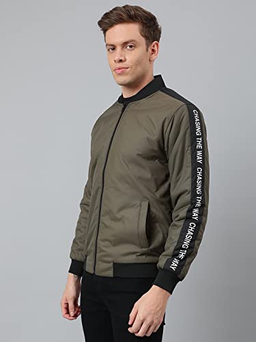 Image of Dennis Lingo Men's Polyester Long length Long Sleeves Bomber Jacket - Mandarin Collar, Welt Pocket, Lightweight, Casual Winterwear