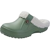 [Fouytui] スリッパサンダルボアレディース冬用、耐寒性、防水ルームシューズ人、サイレント、洗濯、スライドと停止、屋内/屋外の靴 (24.5–25cm（39–40）,グリン)