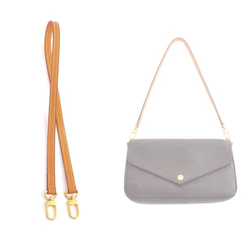 jiesinlov Vachetta Leather Strap Replacement,Purse Shoulder Straps for Handbag (Double Buckles-Length:23.6in)