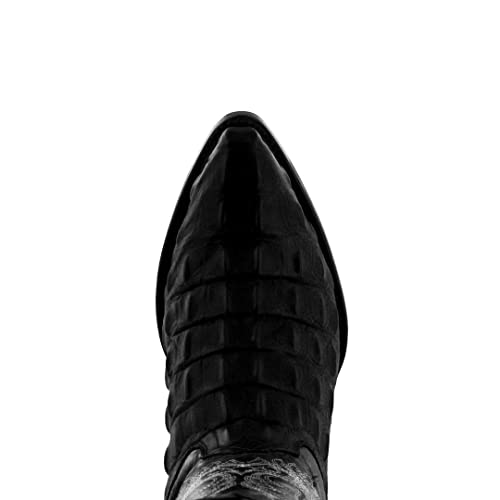 Texas Legacy Mens Black Western Leather Cowboy Boots Crocodile Back Print J Toe4