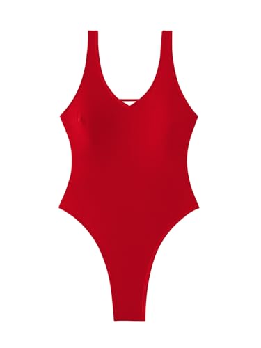 Image of Foxiny Sexy Backless Cheeky High Cut Leg Thong V Neck One Piece Swimsuit