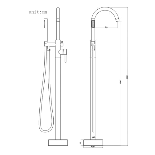 Mitigeur de bain-douche autoportant blanc à rotation 360 - 3