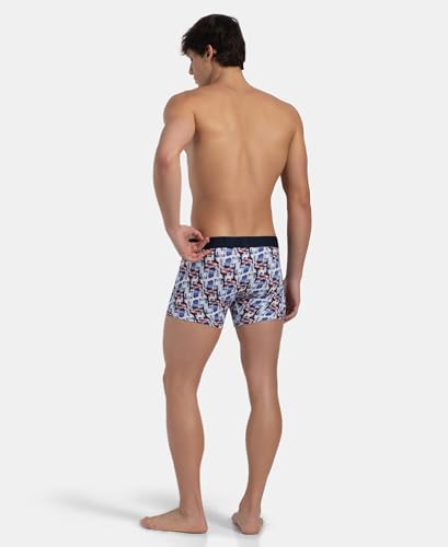 Image of Jockey US63 Men's Super Combed Cotton Elastane Stretch Printed Trunk with Ultrasoft Waistband