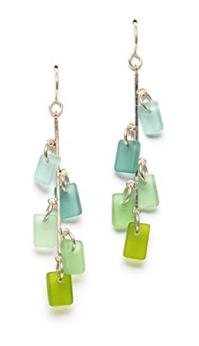Sea Glass Avalon Earrings (Jade) - Sterling French Wire Earrings by EcoSeaCo, using recycled and sustainable material. Handmade in the USA
