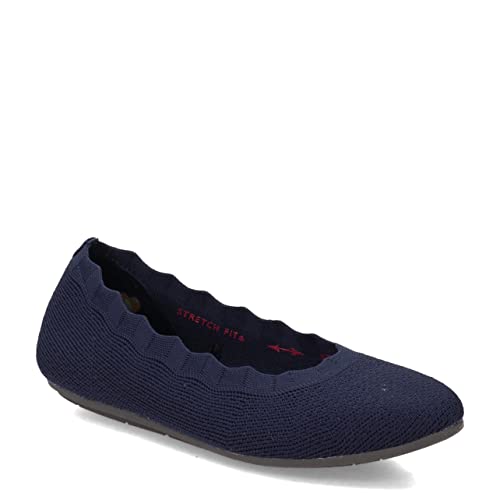 Image of Skechers Womens Cleo 2.0 - Love Spell Scalloped Knit Skimmer Flats with Air-Cooled Memory Foam