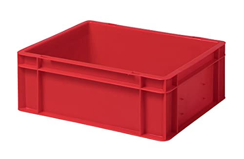 1a-TopStore Stabile Profi Aufbewahrungsbox Stapelbox Eurobox Stapelkiste mit Deckel, Kunststoffkiste lieferbar in 5 Farben und 21 Größen für Industrie, Gewerbe, Haushalt (rot, 40x30x15 cm)