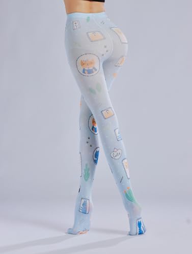 Image of Sahabowi Women's Sheer Tights, Digital Print Designs Stockings