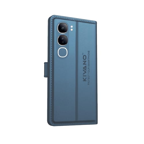 Image of Compatible with Vivo Y300 5G Flip Cover | Leather Finish | Inside Pockets & Inbuilt Stand | Shockproof Wallet Style Magnetic Closure Back Cover Case