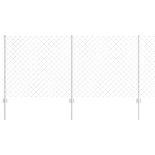 Mhdvray Set de Clôture de Jardin en Acier Argenté avec Poteaux, Grillage Métallique Moderne pour Délimitation Extérieure et Sécurité, Panneaux de...