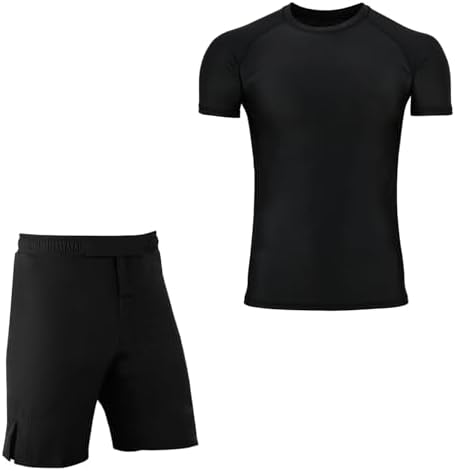 Set Compressione BJJ/MMA - Top E Shorts Uomo, Nero, Materiale Traspirante - Foto 9