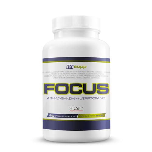 MM SUPPLEMENTS - Focus con Ashwagandha y L-Triptófano - 60 Cápsulas Vegetales - Bienestar Mental y Físico - Alivia Estrés - Funcionamiento Normal Sistema Nervioso - Disminuye Cansancio y Fatiga