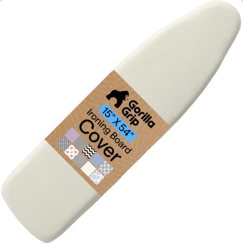 Image of Gorilla Grip Reflective Silicone Ironing Board Cover, 15x54, Fits Large and Standard Boards, Pads Resist Scorching and Staining, Elastic Edge, Thick Padding, No Fasteners Needed, Linen