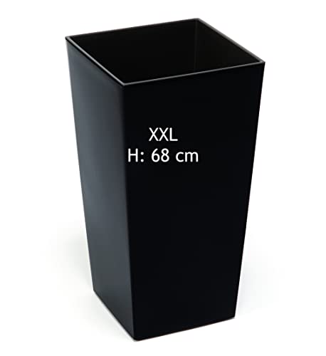 MELTOM Macetero XXL de plástico brillante de color negro con inserto...