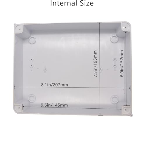 Image of Junction Box, Reserved Holes Electrical Boxes Waterproof IP65 ABS Plastic Electrical Power Cord Enclosure Project Box White 10 x 7.9 x 4.7 inch(255x200x120mm)