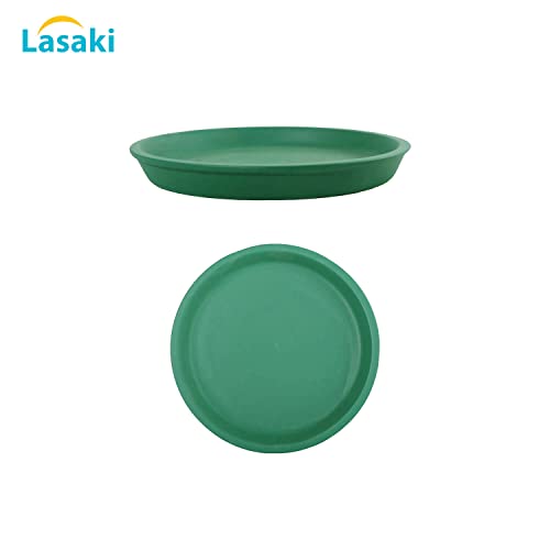 Image of Lasaki Round Ceramic Trays (Plates Saucers) for Pots, planters, Flower, Succulent(Set of 2,deep Jungle,4 inch) R4(Plants not Included)