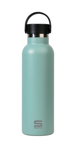 SAFTA EUCALIPTO - Borraccia termica in acciaio doppio isolamento 12 ore di bevanda calda e 24 ore di fredda 7.3 x 25 cm 600 ml Albero eucalipto M Casual inox