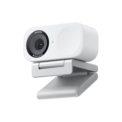 Insta360 Link 2 C Webcam 4K alimentata da AI con sensore da 1/2' per maggiori dettagli, audio professionale, controllo gesti, HDR, tracciamento AI, Deskview e modalità Streamer - Bianco artico