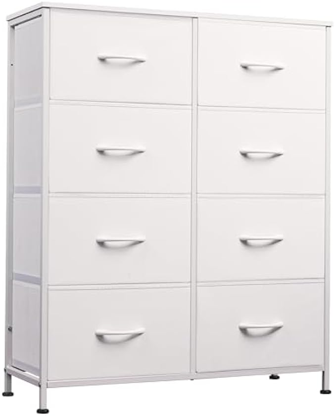 WLIVE Fabric Dresser for Bedroom, Tall Dresser with 8 Drawers, Storage Tower with Fabric Bins, Double Dresser, Chest of Drawers for Closet, Living Room, Hallway, Rustic Brown