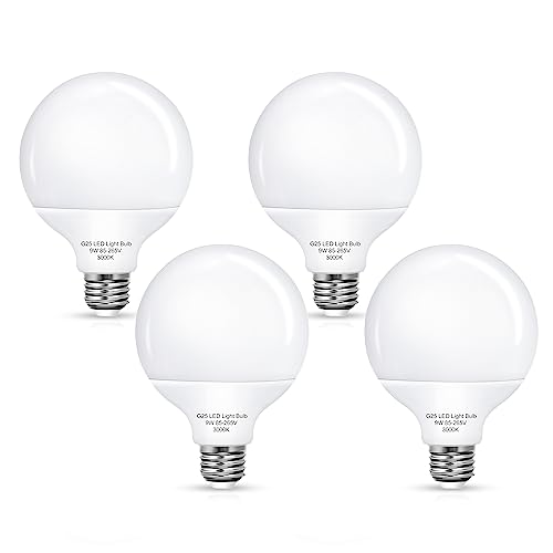 Flaspar Vanity Light Bulbs for Bathroom, G25 LED Globe Light Bulb 100 Watt Equivalent, 3000K Warm White LED Bulbs E26 Medium Base for Mirror Makeup Chandelier Lighting, Non-dimmable, 4 Pack Flaspar Vanity Light Bulbs for Bathroom, G25 LED Globe Light Bulb 100 Watt Equivalent, 3000K Warm White LED Bulbs E26 Medium Base for Mirror Makeup Chandelier Lighting, Non-dimmable, 4 Pack