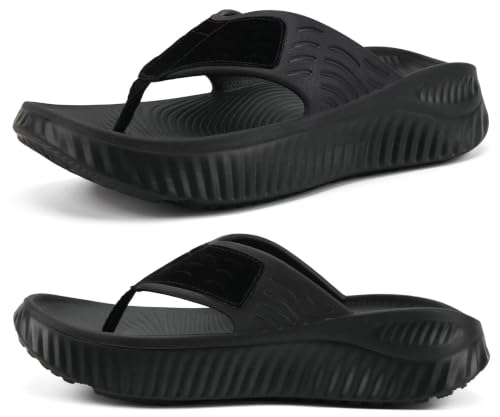Image of KuaiLu Recovery Flip Flops for Women Sport Thong Sandals | Comfortable Arch Support Cushion Summer Beach Slides Reduces Stress on Feet Joints & Back Post-Exercise
