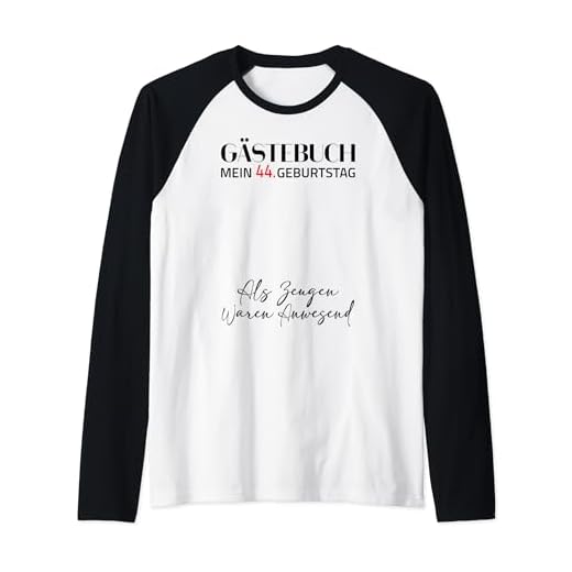 Gästebuch Mein 44. Geburtstag Libro de visitas Firma Camiseta Manga Raglan