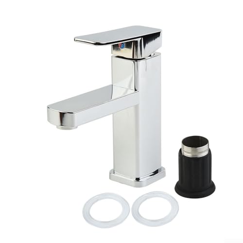 Grifo mezclador cuadrado moderno de con control de agua fría y caliente, boquilla de cascada para cocina, hotel, baño, fregadero, 170 mm, color plateado