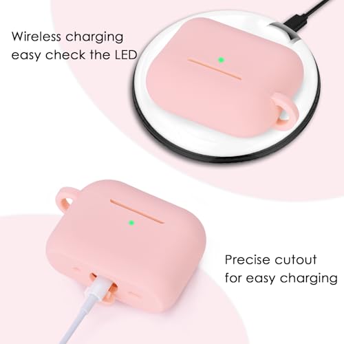 Image of Filoto for AirPods Pro 3 Case (2025), Soft Silicone Protective Case Cover Compatible with Apple AirPods Pro 3rd Generation with Beaded Bracelet Keychain Accessories for Women Pink