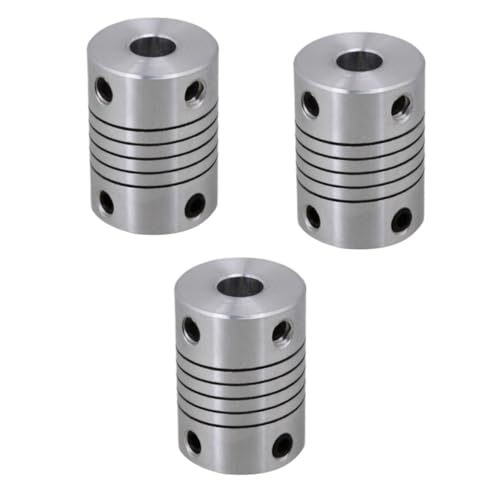 PartyKindom 3pcs Flexible Shaft Couplings for Stepper Motor Stainless Steel Joint Connector Printer Flexible Coupling