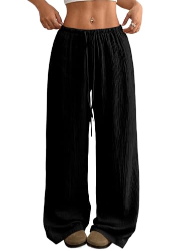 Acelitt Women’s Wide Leg Palazzo Pants Casual Loose Lounge Pants Beach Trousers with Pockets(Too Large, Please Size Down)