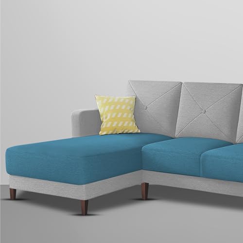 Image of Baloney LHS 6 Seater L Shape Sofa Set for Living Room (Turquise Grey Fabric) Premium Fabric Sofa