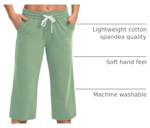 Image of SPECIALMAGIC Women Capri Pants Cotton Yoga Wide Leg Pajama Pants Capris Sweatpants Sports