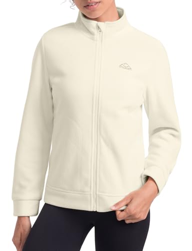 Rdruko Women's Polar Fleece Jacket Lightweight Warm Full Zip Long-Sleeve Outdoor Recreation Coat with Zipper Pockets