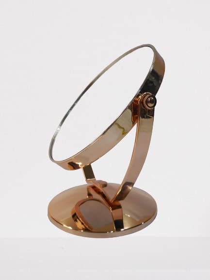 Rose Gold Round Shape One -Sided Makeup Mirror Glass Table top Vanity Mirror on Stand