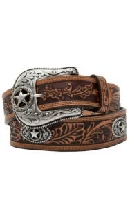 Justin Mens 5 Star Ranch Tan Floral Tool Western Belt C12424