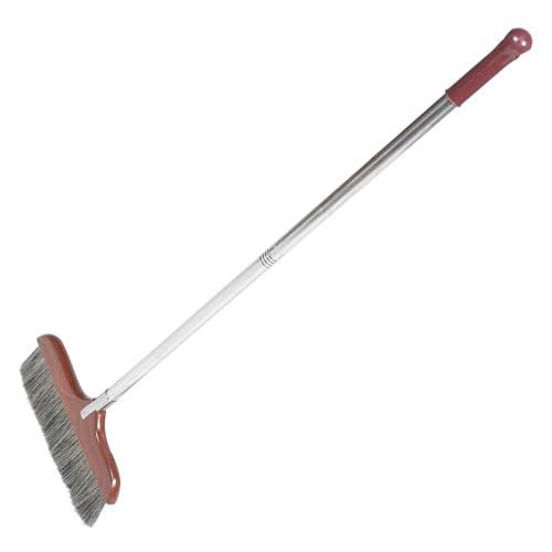 LAPYAPPE 長柄軟毛ほうき 軽量柔らかいブラシ付き 広範囲床掃除対応 家 オフィス用ほうき 静電気防止設計で隅々まで清潔維持