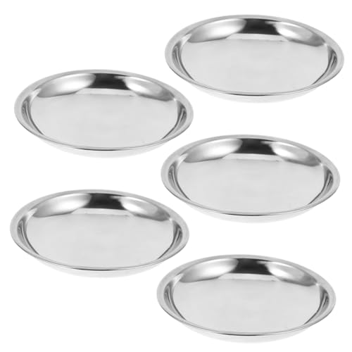 CIYODO 5pcs Disc Set Round Seasoning Dish Seasoning Dishes Pinch Bowls Sauce Dish Sauce Dipping Dish Snack Dish Small Condiment Bowls Dip Dishes Ketchup Small Stainless Steel Bowls Silver